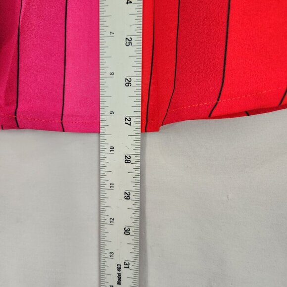 Tronjori Keyhole Neck Tie Blouse Women's M Red Pink Stripe Statement Feminine - Picture 5 of 8